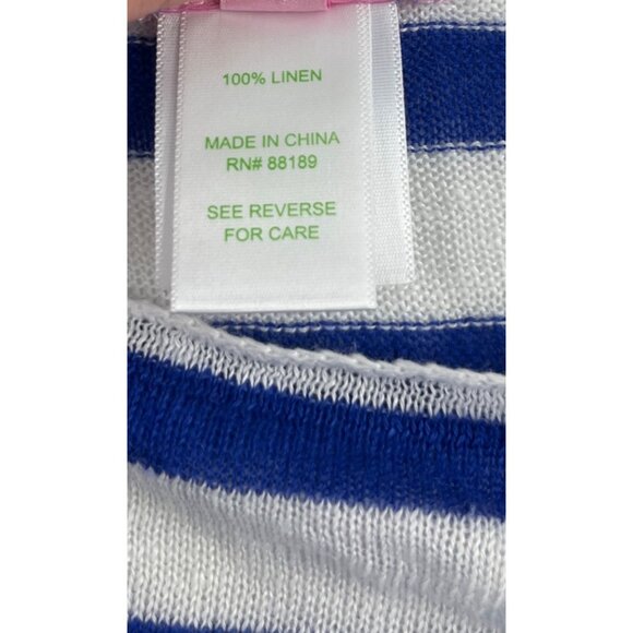 Lilly Pulitzer Blue & White Striped Linen Lightweight Sweater size large - Picture 3 of 5
